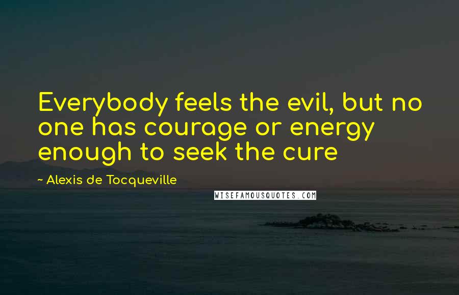 Alexis De Tocqueville Quotes: Everybody feels the evil, but no one has courage or energy enough to seek the cure