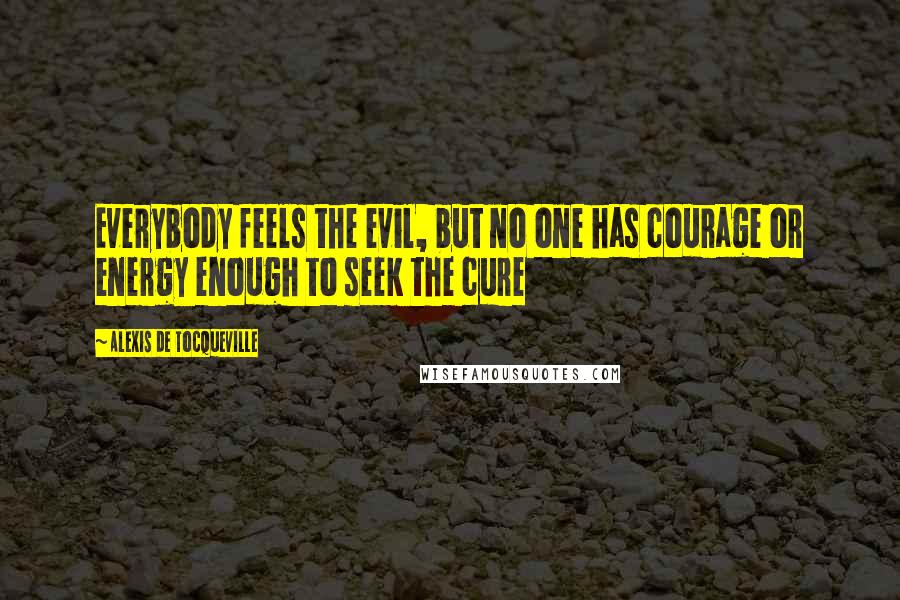 Alexis De Tocqueville Quotes: Everybody feels the evil, but no one has courage or energy enough to seek the cure