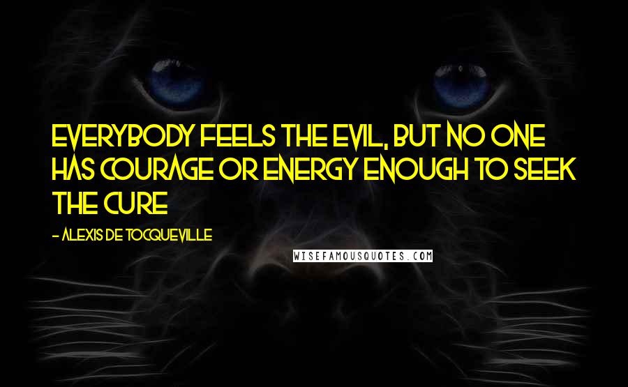 Alexis De Tocqueville Quotes: Everybody feels the evil, but no one has courage or energy enough to seek the cure