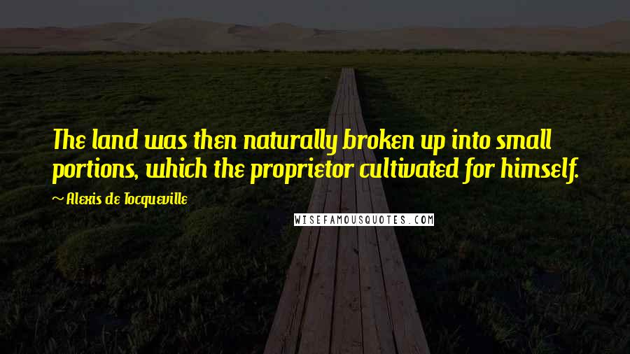 Alexis De Tocqueville Quotes: The land was then naturally broken up into small portions, which the proprietor cultivated for himself.