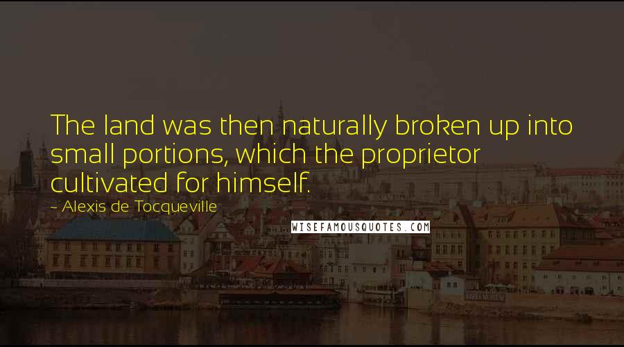 Alexis De Tocqueville Quotes: The land was then naturally broken up into small portions, which the proprietor cultivated for himself.