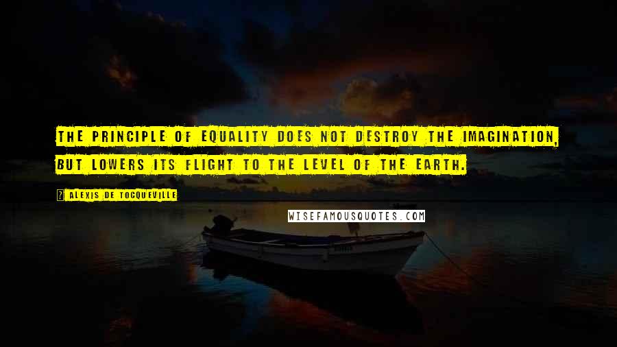 Alexis De Tocqueville Quotes: The principle of equality does not destroy the imagination, but lowers its flight to the level of the earth.