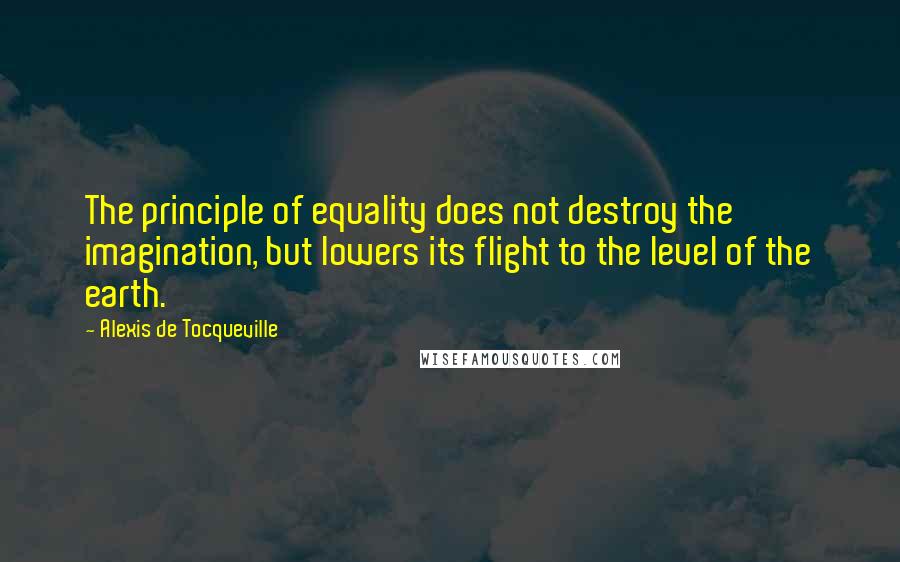 Alexis De Tocqueville Quotes: The principle of equality does not destroy the imagination, but lowers its flight to the level of the earth.