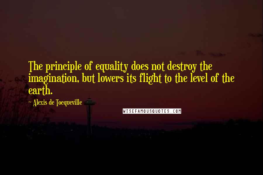 Alexis De Tocqueville Quotes: The principle of equality does not destroy the imagination, but lowers its flight to the level of the earth.