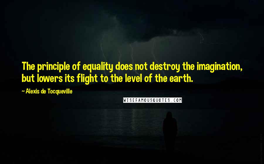 Alexis De Tocqueville Quotes: The principle of equality does not destroy the imagination, but lowers its flight to the level of the earth.