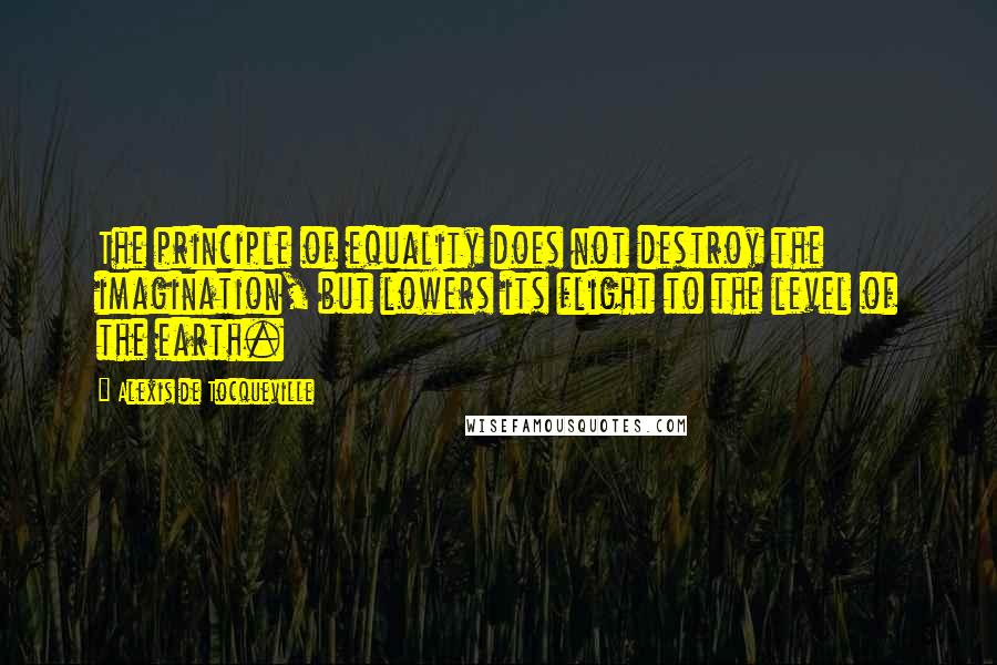 Alexis De Tocqueville Quotes: The principle of equality does not destroy the imagination, but lowers its flight to the level of the earth.