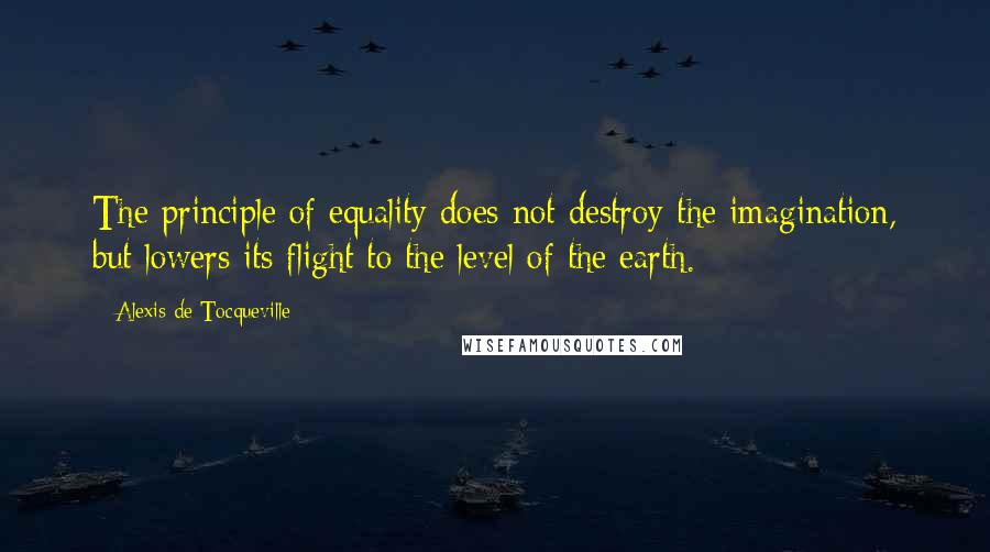 Alexis De Tocqueville Quotes: The principle of equality does not destroy the imagination, but lowers its flight to the level of the earth.