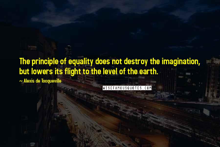 Alexis De Tocqueville Quotes: The principle of equality does not destroy the imagination, but lowers its flight to the level of the earth.