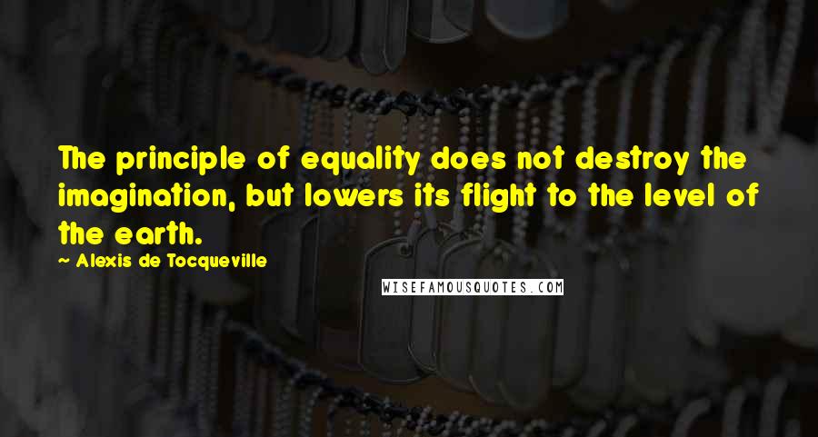 Alexis De Tocqueville Quotes: The principle of equality does not destroy the imagination, but lowers its flight to the level of the earth.