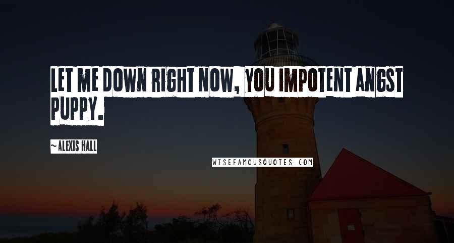 Alexis Hall Quotes: Let me down right now, you impotent angst puppy.