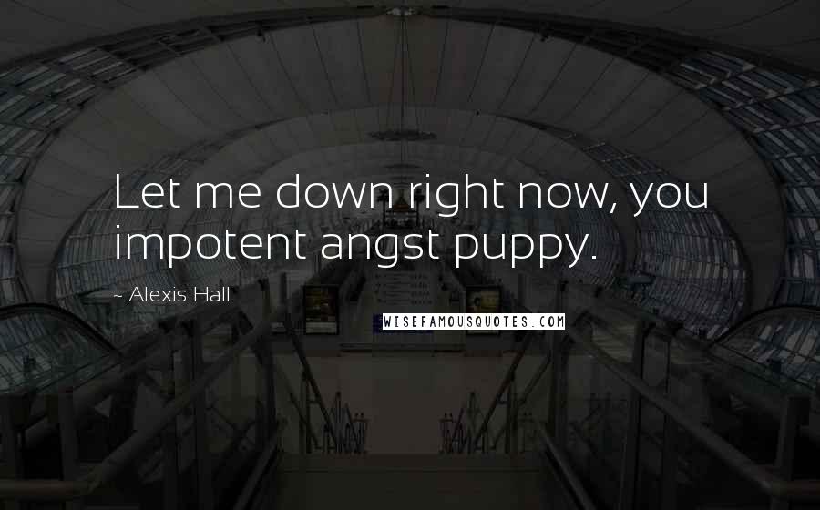 Alexis Hall Quotes: Let me down right now, you impotent angst puppy.