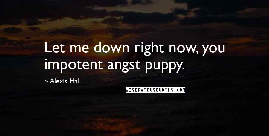 Alexis Hall Quotes: Let me down right now, you impotent angst puppy.