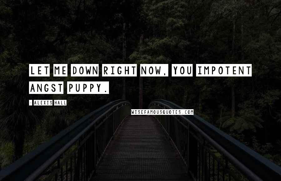Alexis Hall Quotes: Let me down right now, you impotent angst puppy.