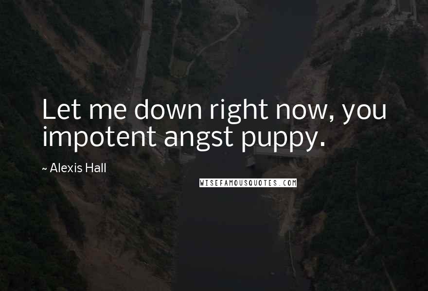 Alexis Hall Quotes: Let me down right now, you impotent angst puppy.