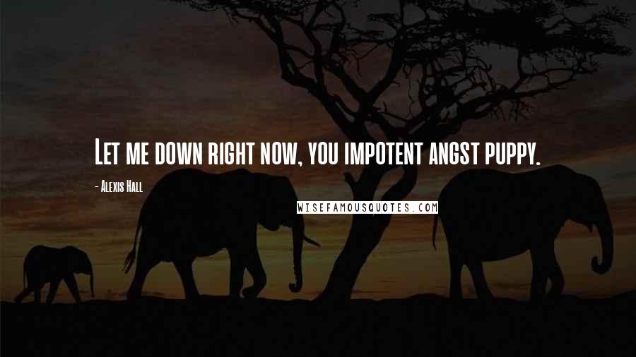 Alexis Hall Quotes: Let me down right now, you impotent angst puppy.