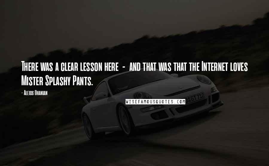 Alexis Ohanian Quotes: There was a clear lesson here  -  and that was that the Internet loves Mister Splashy Pants.