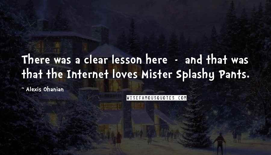 Alexis Ohanian Quotes: There was a clear lesson here  -  and that was that the Internet loves Mister Splashy Pants.