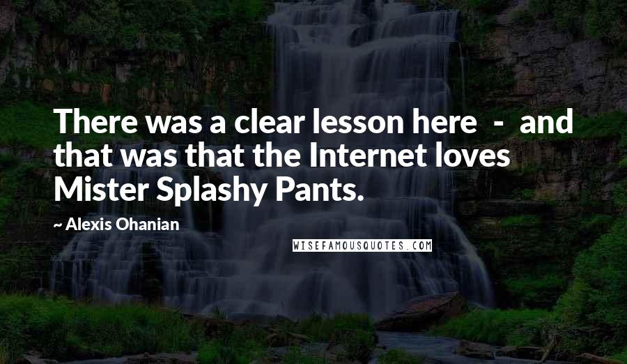 Alexis Ohanian Quotes: There was a clear lesson here  -  and that was that the Internet loves Mister Splashy Pants.