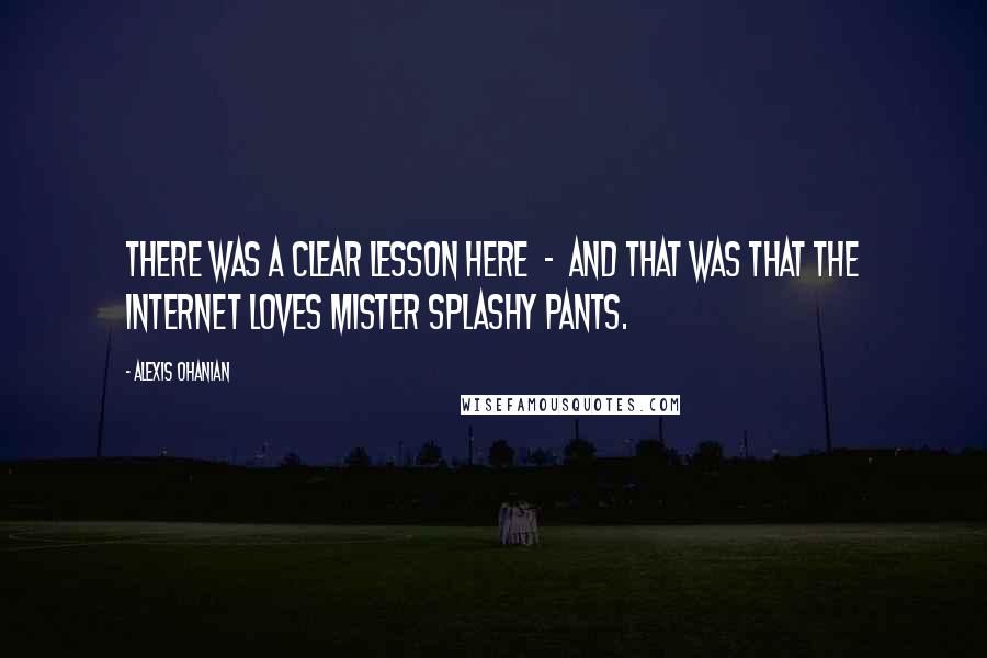 Alexis Ohanian Quotes: There was a clear lesson here  -  and that was that the Internet loves Mister Splashy Pants.