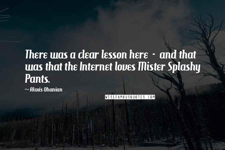 Alexis Ohanian Quotes: There was a clear lesson here  -  and that was that the Internet loves Mister Splashy Pants.