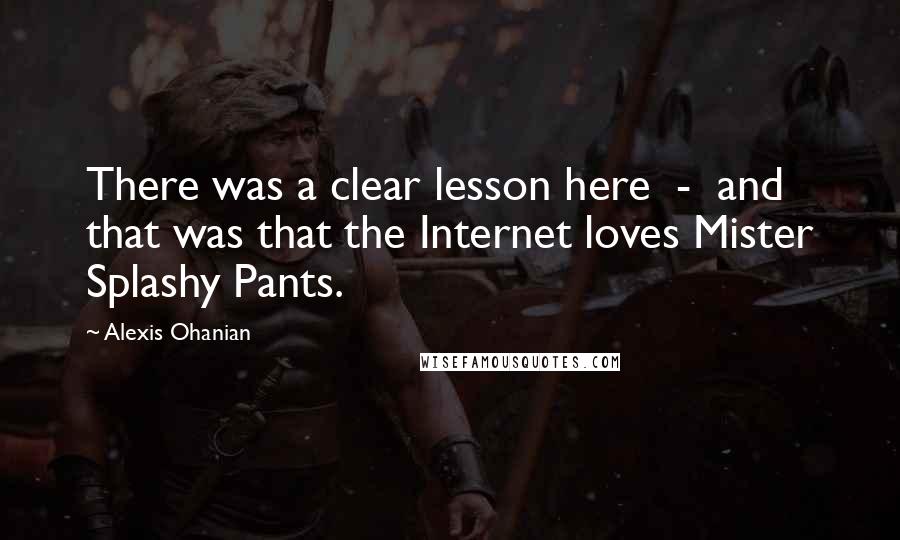 Alexis Ohanian Quotes: There was a clear lesson here  -  and that was that the Internet loves Mister Splashy Pants.