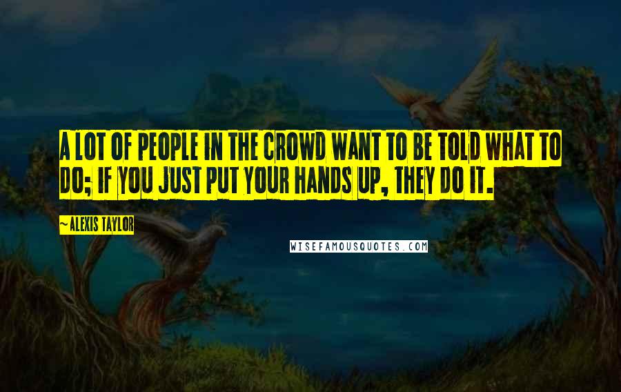 Alexis Taylor Quotes: A lot of people in the crowd want to be told what to do; if you just put your hands up, they do it.