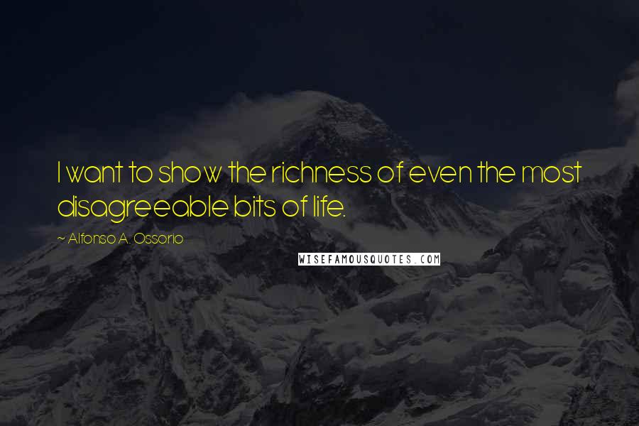 Alfonso A. Ossorio Quotes: I want to show the richness of even the most disagreeable bits of life.