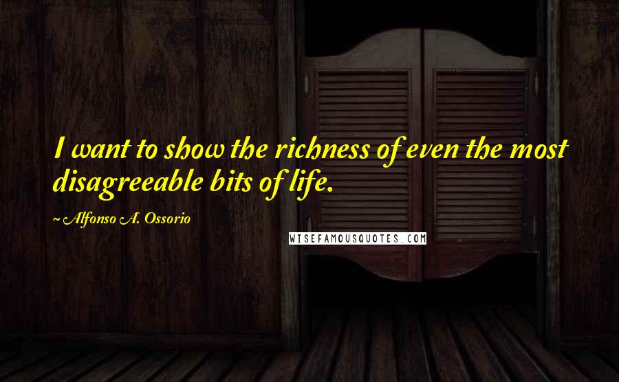 Alfonso A. Ossorio Quotes: I want to show the richness of even the most disagreeable bits of life.