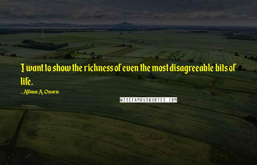 Alfonso A. Ossorio Quotes: I want to show the richness of even the most disagreeable bits of life.