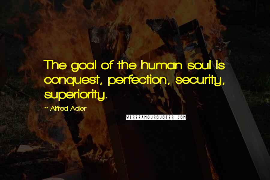 Alfred Adler Quotes: The goal of the human soul is conquest, perfection, security, superiority.