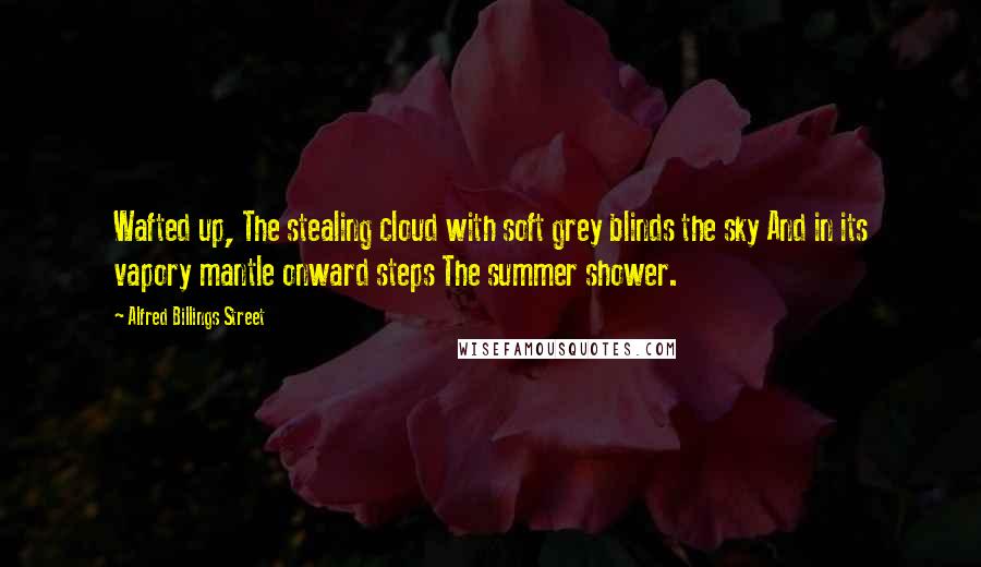 Alfred Billings Street Quotes: Wafted up, The stealing cloud with soft grey blinds the sky And in its vapory mantle onward steps The summer shower.