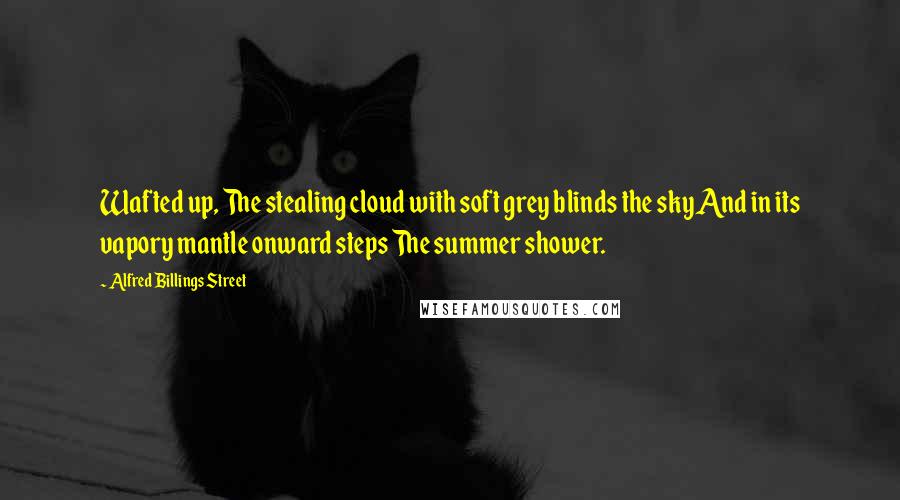 Alfred Billings Street Quotes: Wafted up, The stealing cloud with soft grey blinds the sky And in its vapory mantle onward steps The summer shower.