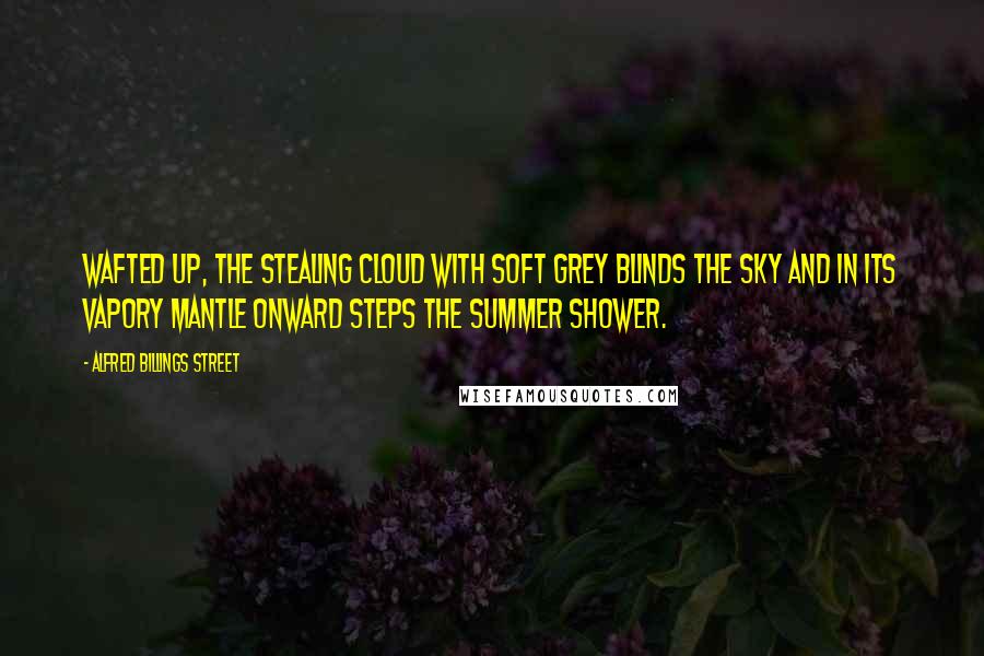 Alfred Billings Street Quotes: Wafted up, The stealing cloud with soft grey blinds the sky And in its vapory mantle onward steps The summer shower.