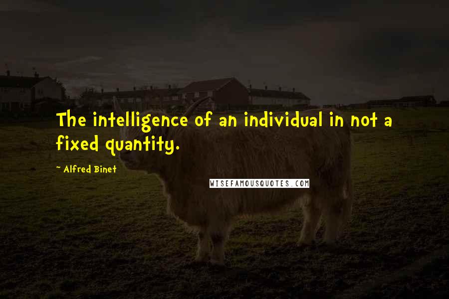 Alfred Binet Quotes: The intelligence of an individual in not a fixed quantity.