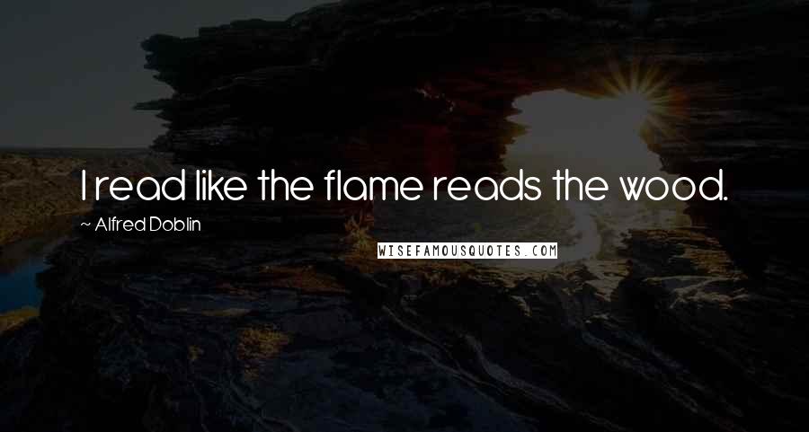 Alfred Doblin Quotes: I read like the flame reads the wood.