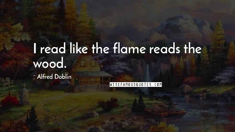 Alfred Doblin Quotes: I read like the flame reads the wood.