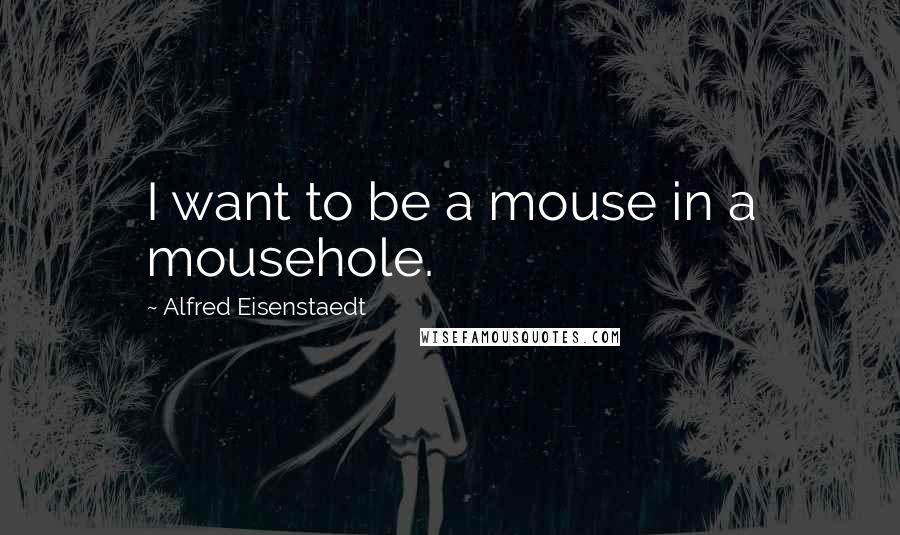 Alfred Eisenstaedt Quotes: I want to be a mouse in a mousehole.