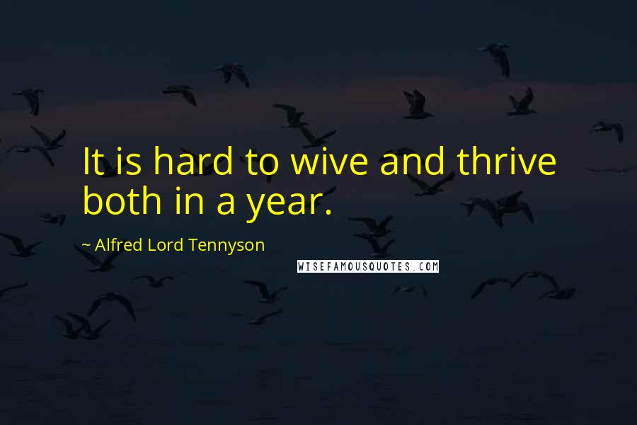 Alfred Lord Tennyson Quotes: It is hard to wive and thrive both in a year.