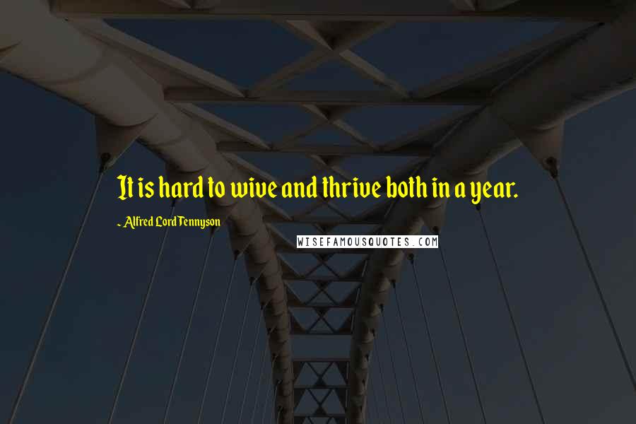 Alfred Lord Tennyson Quotes: It is hard to wive and thrive both in a year.