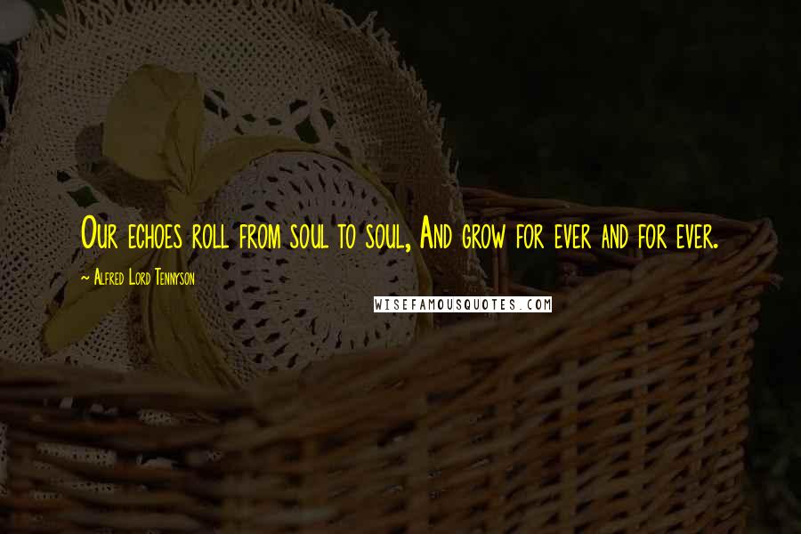 Alfred Lord Tennyson Quotes: Our echoes roll from soul to soul, And grow for ever and for ever.