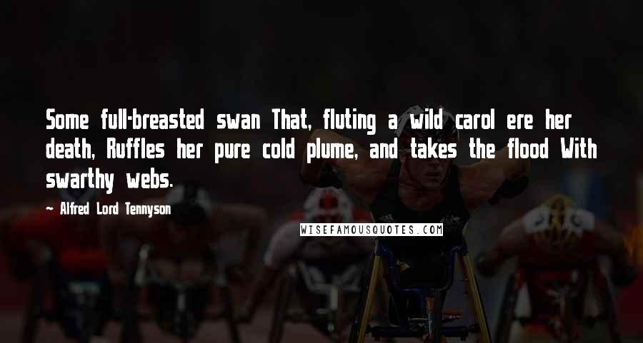 Alfred Lord Tennyson Quotes: Some full-breasted swan That, fluting a wild carol ere her death, Ruffles her pure cold plume, and takes the flood With swarthy webs.