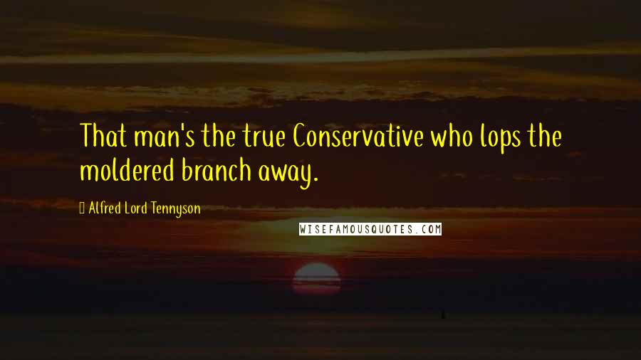 Alfred Lord Tennyson Quotes: That man's the true Conservative who lops the moldered branch away.