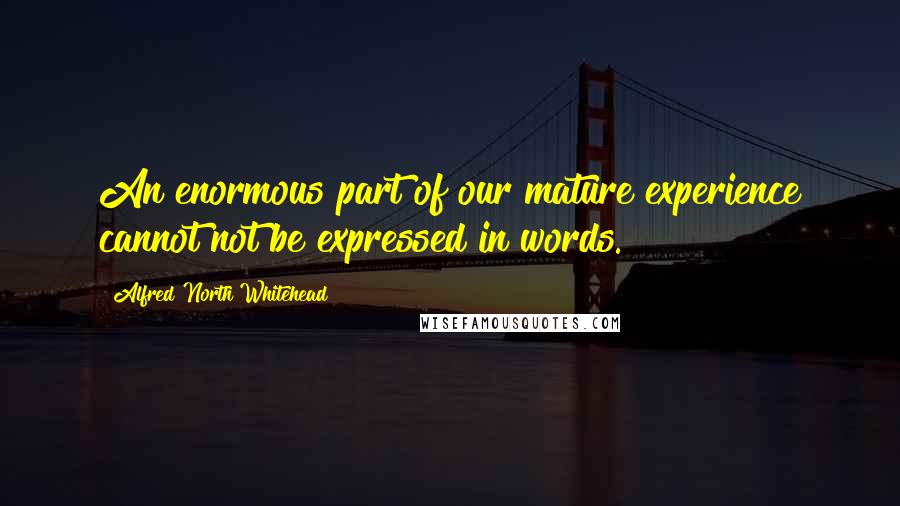 Alfred North Whitehead Quotes: An enormous part of our mature experience cannot not be expressed in words.