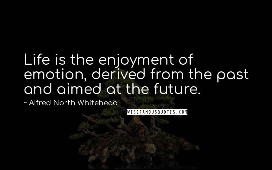 Alfred North Whitehead Quotes: Life is the enjoyment of emotion, derived from the past and aimed at the future.