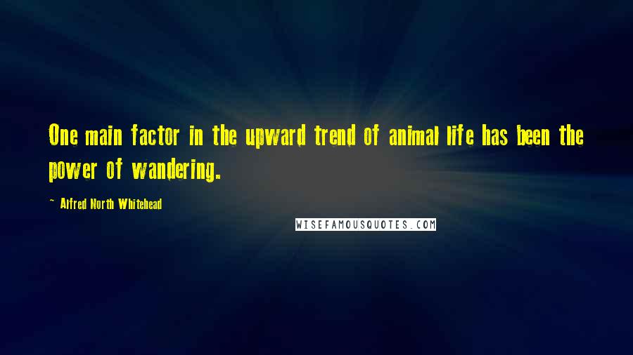 Alfred North Whitehead Quotes: One main factor in the upward trend of animal life has been the power of wandering.