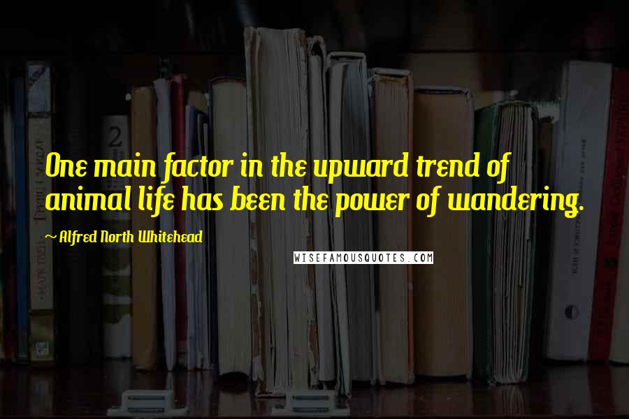 Alfred North Whitehead Quotes: One main factor in the upward trend of animal life has been the power of wandering.
