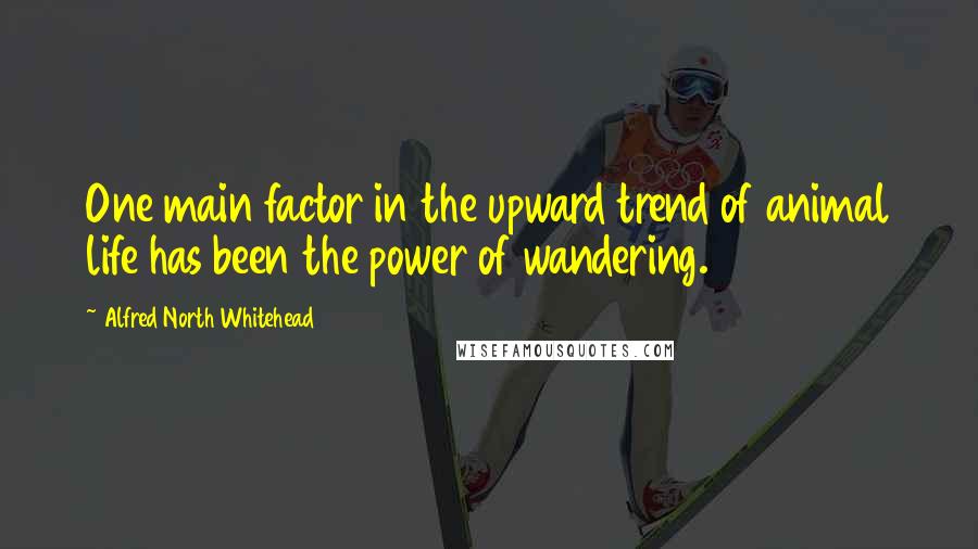 Alfred North Whitehead Quotes: One main factor in the upward trend of animal life has been the power of wandering.