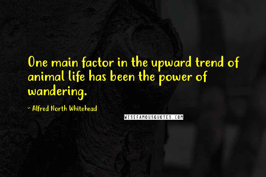 Alfred North Whitehead Quotes: One main factor in the upward trend of animal life has been the power of wandering.