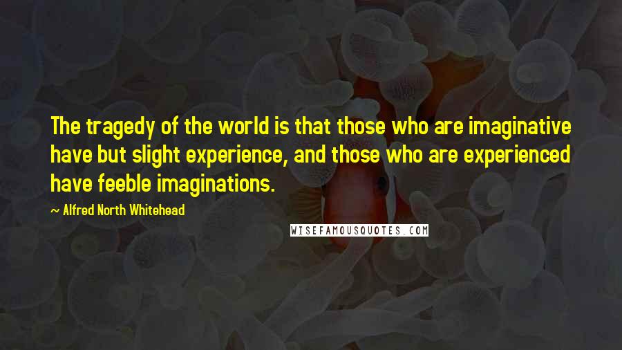 Alfred North Whitehead Quotes: The tragedy of the world is that those who are imaginative have but slight experience, and those who are experienced have feeble imaginations.