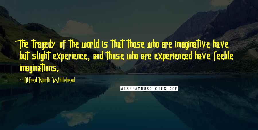 Alfred North Whitehead Quotes: The tragedy of the world is that those who are imaginative have but slight experience, and those who are experienced have feeble imaginations.